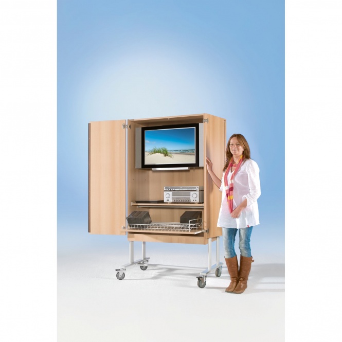 Flat-Screen-Schrank fahrbar, bis 40 Zoll Diagonale, Höhe 189 cm, 108x60 cm (B/T) 